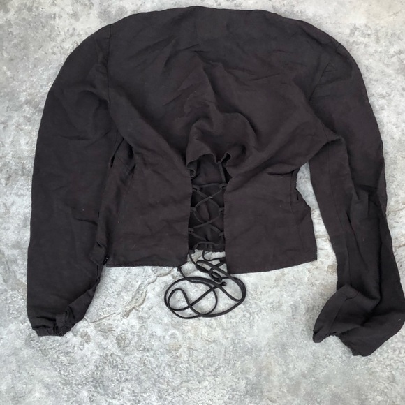 INTERMIX Marseille Lace-Up Top black size 8 - Picture 5 of 7